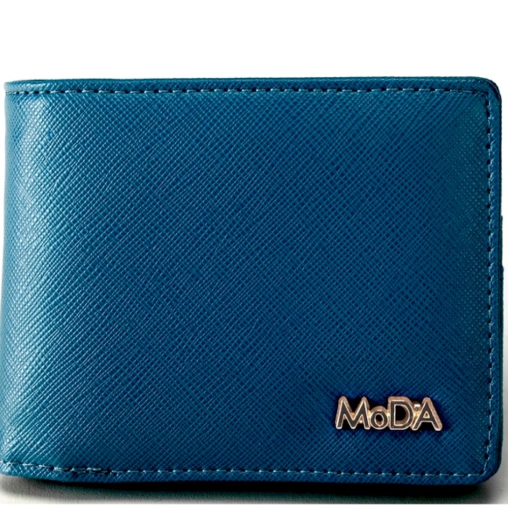 Classic MoDA Blue Faux Leather Bi-Fold Wallet